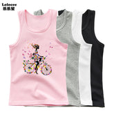 2023 New Girls Cute Singlet Underwear Princess Cotton Tank Tops Cartoon Kawaii Girl Print Sleeveless Shirt